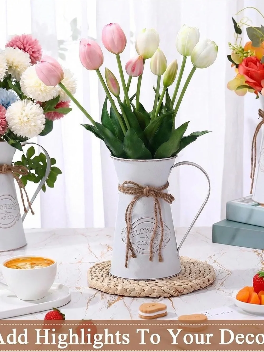 Set 2 pieces Chumia Metal Pitcher Jug Vase for Flower